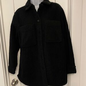 Source Unknown Plush Teddy Button-Up Jacket - Black